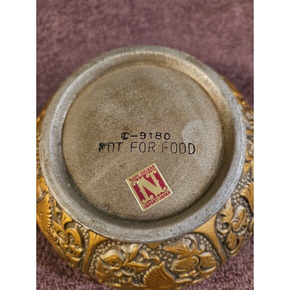 Napcoware Japan Golden Ceramic Blessing Bowl Bedside Trinket Bowl Planter C-9180 - Picture 3 of 13